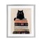 Stupell Industries Book Stack Black Cat Black Framed Print Under Glass, design by Arlington Prints